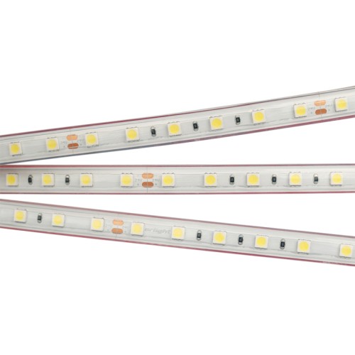 Лента RTW 2-5000PS 24V White6000 2x (5060, 300 LED, LUX) (Arlight, 14.4 Вт/м, IP67) Поставка под заказ от 1000 м. Герметичная лента IP67 (силикон, экструзия), светодиоды smd 5060, 60шт/м (300шт на 5м), белая плата 10мм, скотч 3М. Цвет БЕЛЫЙ 5800-6500K. Питание 24V, мощность 14.4 Вт/м (72 Вт на 5м), угол 120°, цветопередача CRI>85. Размеры 5000х12x5мм. Мин.отрезок 100мм, 6 светодиодов. Цена за 1м.
