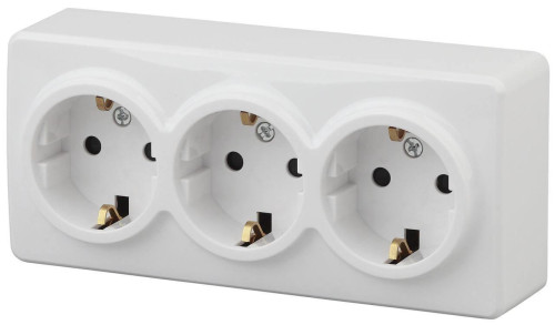 Розетка ЭРА Эксперт 3х2P E Schuko 16A 250V 11-2208-01 Б0020700 