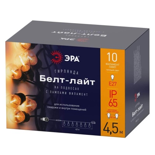 Уличная гирлянда ЭРА 220V постоянный теплый белый ERABL-FIL1 Б0056017 