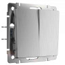 Выключатель двухклавишный Werkel (cеребряный рифленый) W1122009 4690389159626 - Выключатель двухклавишный Werkel (cеребряный рифленый) W1122009 4690389159626