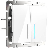  - Выключатель Werkel двухклавишный с подсветкой белый WL01-SW-2G-LED 4690389059193