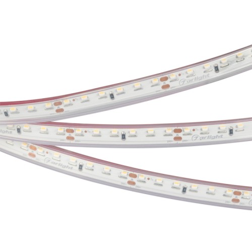 Лента герметичная RSW-P-S120-11mm 24V Warm3000 (9.6 W/m, IP66, 3014, 5m) (Arlight, боковое свечение) Светодиодная лента бокового свечения RSW-P-S120, герметичная IP66 (P-силиконовая трубка). Светодиоды 3014, 120 шт/м (600 шт на 5 м), белая плата, ширина 11 мм, скотч 3M. Цвет ТЕПЛЫЙ 3000 K, цветопередача CRI>80, угол 120°. Питание 24V, мощность 9.6 Вт/м (48 Вт на 5 м). Размеры 5000x11x4.5 мм. Мин. отрезок 50 мм, 6 светодиодов. Цена за 1 м.