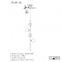 - Подвесная люстра iLamp Artis 8149P/4A BR-SM