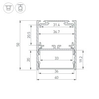  - Профиль SL-LINE-4050-3L-2000 ANOD (Arlight, Алюминий)