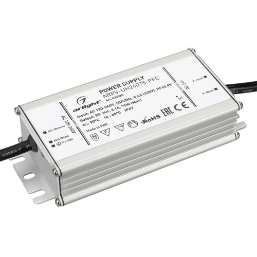 Блок питания ARPV-UH24075-PFC (24V, 3.1A, 75W) (Arlight, IP67 Металл, 7 лет) 