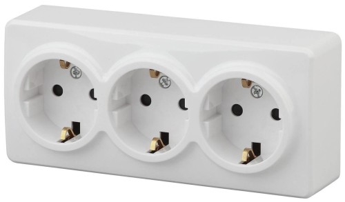 Розетка ЭРА Эксперт 3х2P E со шторками Schuko 16A 250V 11-2209-01 Б0020703 