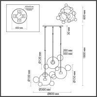  - Подвесная светодиодная люстра Odeon Light Bubbles 4640/36LA